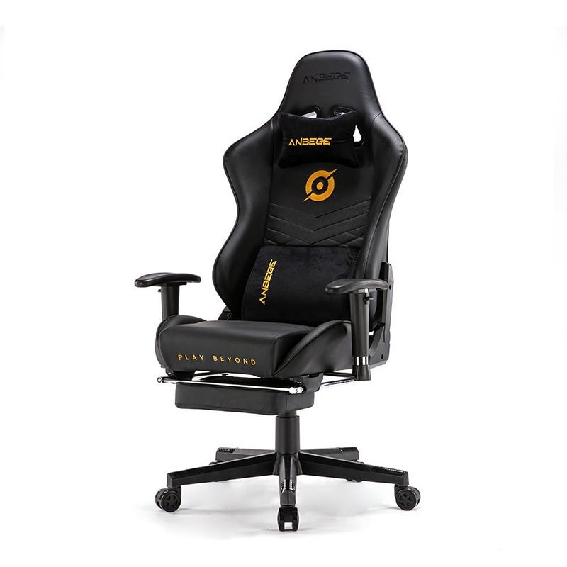 Nejprodávanější černé kožené herní křeslo polohovací zvedák HS-9025  Nejprodávanější černé kožené herní křeslo polohovací zvedák HS-9025