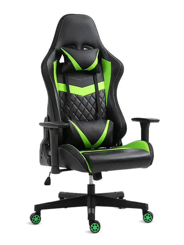 Černá ergonomická závodní herní židle s vysokým opěradlem kožená manažerská kancelářská židle s 2D područkou 